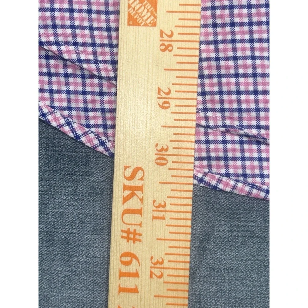 Ralph Lauren Men's Large Cotton L/S Button Down Shirt Navy Pink‎ White Plaid